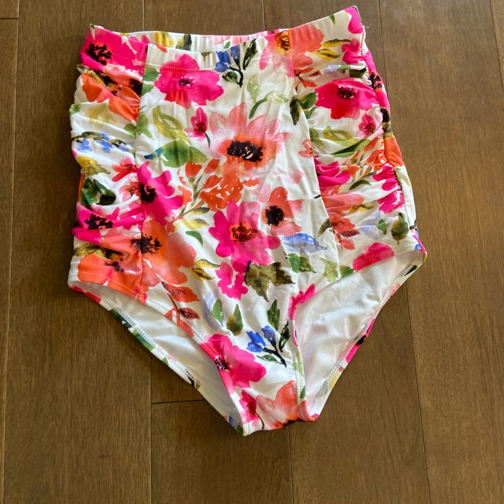 Coral Reef Set of 2 Floral and Black High-Waisted Swim Bottoms - Picture 4 of 7
